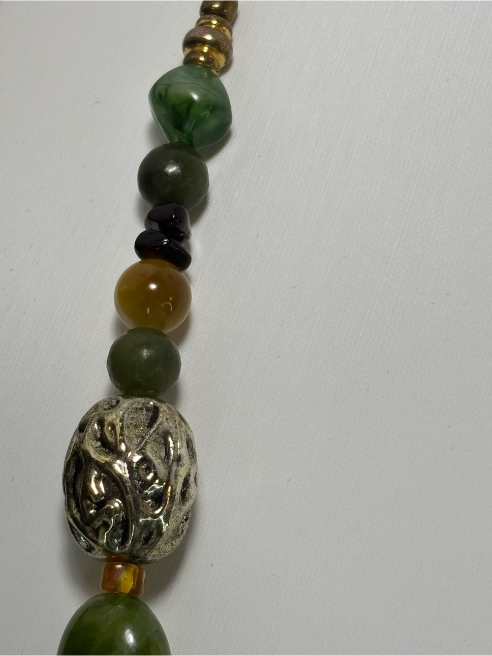 “Verdant Hex”-Green Aventurine Gemstone,Mossy Green Stones,Vintage Acrylic,Amber - Picture 6 of 7
